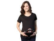 Maternity Peeking Racing Helment Biker Funny Pregnancy Announcement T shirt Black L