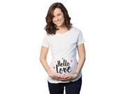 Maternity Hello Love Hearts Bump Cute Pregnancy Announcement T shirt White M