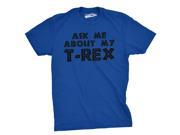 Youth Ask Me About My T Rex T Shirt Funny Flip Up Dinosaur Trex Shirt For Kids blues M