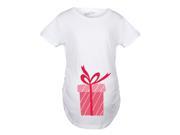 Maternity Christmas Present Box Holiday Pregnancy Announcement T shirt White XL