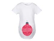 Maternity Ornament Bump Funny Christmas Pregnancy Announcement T shirt White XL