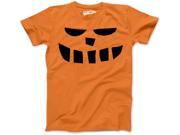 Youth Smiling Teeth Pumpkin Face Funny Fall Halloween Spooky T shirt Orange L