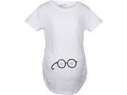 Maternity Nerd Glasses Baby Bump Funny Geeky Pregnancy Announcement T shirt White M