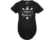 Maternity Happy Halloween Witch Hat and Brooms Pregnancy Announcement T shirt Black XL
