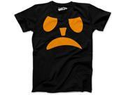 Youth Frowning Pumpkin Face Funny Fall Halloween Spooky T shirt Black L