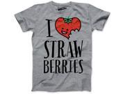 Youth Scented Ink I Heart Strawberries Fruit Smelling Scratch N Sniff T shirt Grey XL