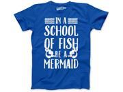 Youth School of Fish to Be a Mermaid Funny Under The Sea T shirt Royal Blue S