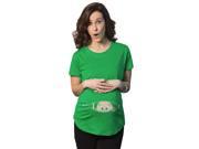 Womens Caucasian Peeking Baby Funny Maternity Pregnancy T Shirt Green XL