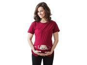 Womens Caucasian Peeking Baby Funny Pregnancy Maternity T shirt Cardinal L