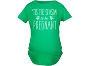Maternity Tis The Season to Be Pregnant Funny Christmas Pregnancy Holiday T shirt Green M