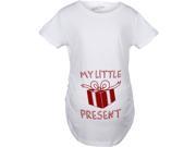 Maternity My Little Present Funny Bump Christmas Pregnancy Announcement T shirt White S