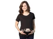 Womens Caucasian Peeking Baby Pregnancy Funny Maternity T shirt Black XL