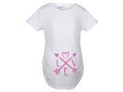 Maternity L O V E Crossed Arrows Valentines Day Pregnancy Announcement T shirt White L