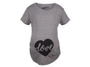 Maternity Love Script Heart Valentines Day Pregnancy Announcement T shirt Grey L