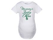 Maternity Mommys Lucky Charm Arrow Baby Bump Pregnancy Announcement T shirt White S