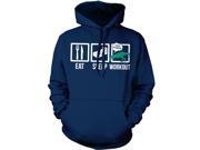 Eat Sleep Workout Trex Funny Dinosaur Fitness Boxes Unisex Pull Over Hoodie Navy XXL