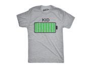 Youth Kid Battery Fully Charged Funny Crazy Kids Parenting T shirt Grey L