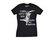 Womens Every Kitty Was Kung Fu Fighting Funny Kitten Cat Sword Music T shirt (Black) S Womens Every Kitty Was Kung Fu Fighting Funny Kitten Cat Sword Music T shirt (Black) S