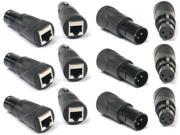 6 RJ45 Ethernet to 3 Pin XLR DMX Female Male Adapter Sets by VRL
