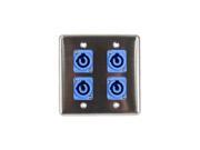 OSP Q 4 4PCA Quad Stainless Steel Wall Plate w 4 Powercon A Connectors