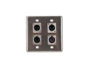 OSP Q 4 3XM1XF Stainless Steel Quad Wall Plate w 3 XLR Male and 1 XLR Female Connectors