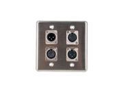 OSP Q 4 3XF1XM Stainless Steel Quad Wall Plate w 3 XLR Female and 1 XLR Male Connectors