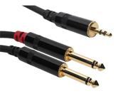 SuperFlex GOLD Y Patch Cable 2 1 4in TS to 3.5mm Stereo 10 Length