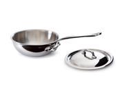 Mauviel M cook 0.9 qt. Stainless Steel Splayed Saute Pan with Lid