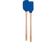 Tovolo Flex Core Wood Handled Silicone Mini Spatula Spoonula Set Stratus Blue