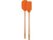 Tovolo Flex Core Wood Handled Silicone Mini Spatula Spoonula Set Orange Peel