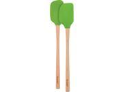 Tovolo Flex Core Wood Handled Silicone Mini Spatula Spoonula Set Spring Green
