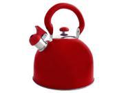 Stainless Steel Whistling Red Tea Kettle 3 Qt.