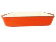Fancy Cook Enamel Cast Iron Orange Rectangular Roasting Dish 4 Qt.