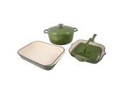 Le Chef 5 Piece Enameled Cast Iron Green Cookware Set