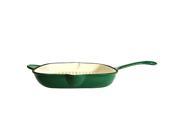 Fancy Cook Enamel Cast Iron Green Square Grill Pan 12 Inch Super Sale.