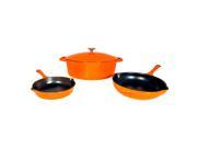 Le Chef 4 Piece Enamel Cast Iron Orange Cookware Set.