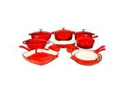 Le Chef 19 Piece Enameled Cast Iron Red Cookware Set. Super Sale!