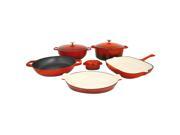 Le Chef 9 Piece Enamel Cast Iron Red Cookware Set Super Sale!
