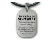 Serenity Prayer Necklace God Grant Me The Serenity... Pewter Pendant w black PVC rope chain included!