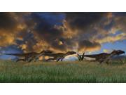 Three Utahraptors running across prehistoric grasslands Poster Print (37 x 21) Three Utahraptors running across prehistoric grasslands Poster Print (37 x 21)