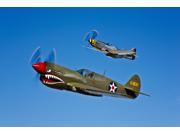 A P-40E Warhawk and a P-51D Mustang Kimberly Kaye in flight Poster Print (34 x 22) A P-40E Warhawk and a P-51D Mustang Kimberly Kaye in flight Poster Print (34 x 22)