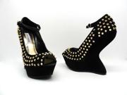 Steve Madden Women s Gammblee Wedge Shoes Black Multi Size 7 New!