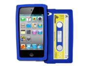 iPod Touch 4 Case MPERO Apple iPod Touch 4 4th Gen Silicone Skin Case Cover Blue Cassette Tape
