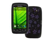EMPIRE BlackBerry Torch 9850 9860 Black with Purple Hawaiian Flowers Design Silicone Skin Case Cover [EMPIRE Packaging]