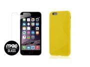 iPhone 6 6S Case Yellow Slim Fit S Shape TPU Case Bubble Free Tempered GLASS Screen Protector