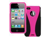 EMPIRE Apple iPhone 4 4S Hot Pink Black Duo Shield Rubberized Hard Case Cover [EMPIRE Packaging]