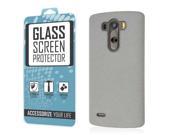 G3 Case Tempered GLASS Screen Protector Combo Quicksand Gray Rubberized Slim Fit Case
