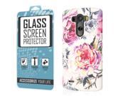 G3 Case Tempered GLASS Screen Protector Combo Pink Faded Flowers Tear Resistant Diamond Knitted Case