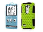 Leon Tribute 2 Case Tempered GLASS Screen Protector Combo Neon Green Dual Layered Hybrid Case