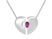 Classics Heart Womans Necklace Sterling Silver Pendant Pink Corundum